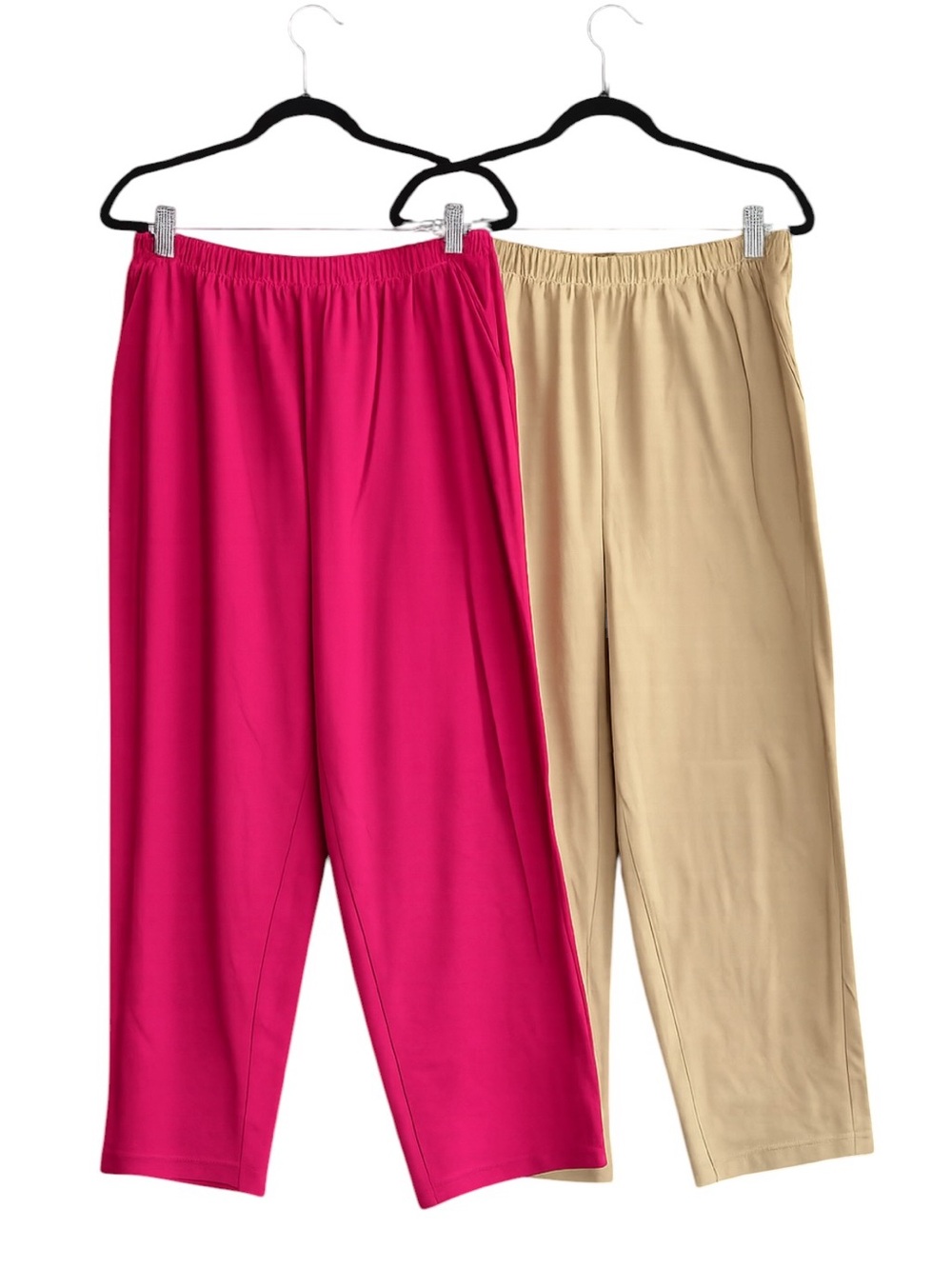 TWO! Lands’ End Women’s Knit Capri Pants Pink Beige Size L 14-16